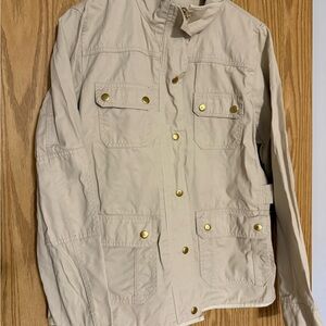 J. Crew Light Tan Jacket with Gold Accents